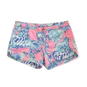 Lilly Pulitzer Pink Pout Shell Print Adie Shorts Size 00 XS